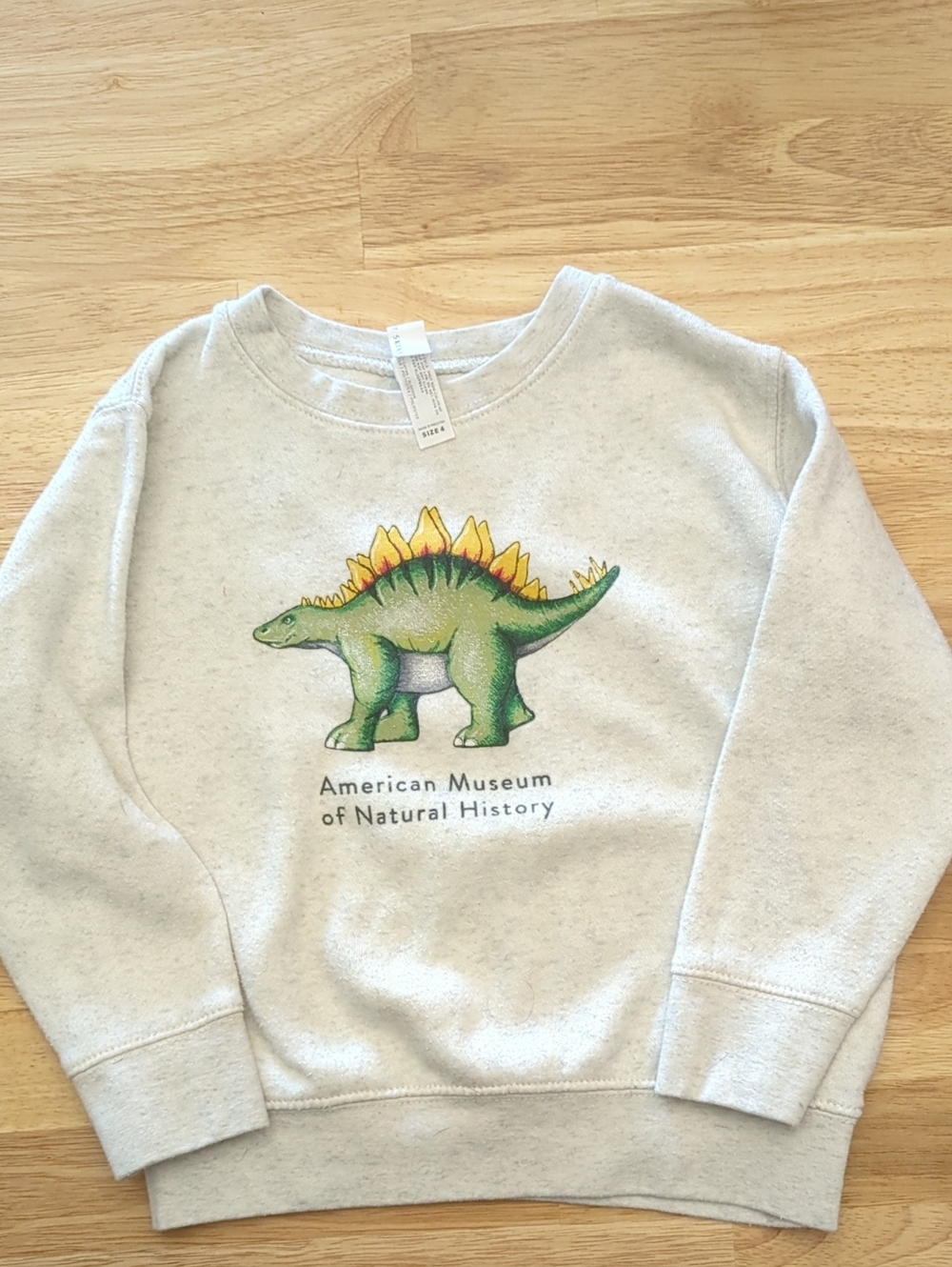 American Museum Of National History Cream Sweatshirt with Green Dinosaur
